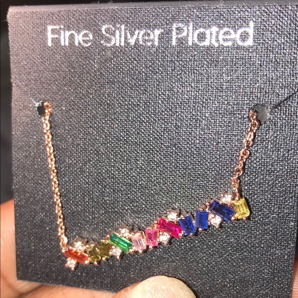 Jewelry - Rose bar Rainbow station necklace